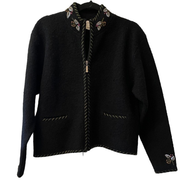 Alps women’s embroidered black cardigan size L - Picture 1 of 8